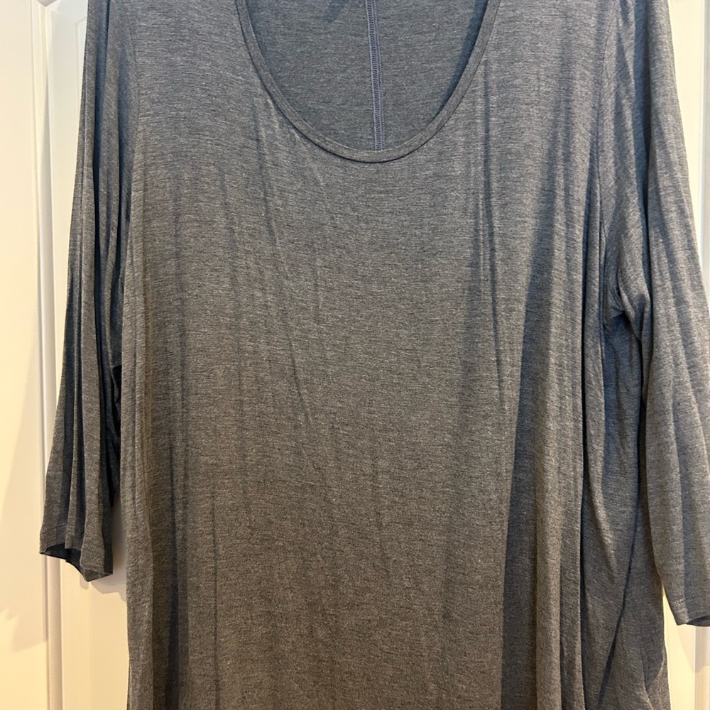 Cato Scoop Neck Long Sleeve Tunic - Heather Gray